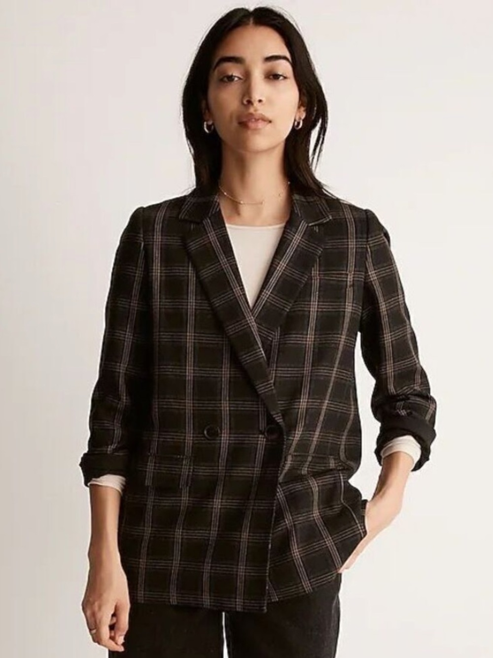 Madewell caldwell double-breasted blazer in seaton plaid